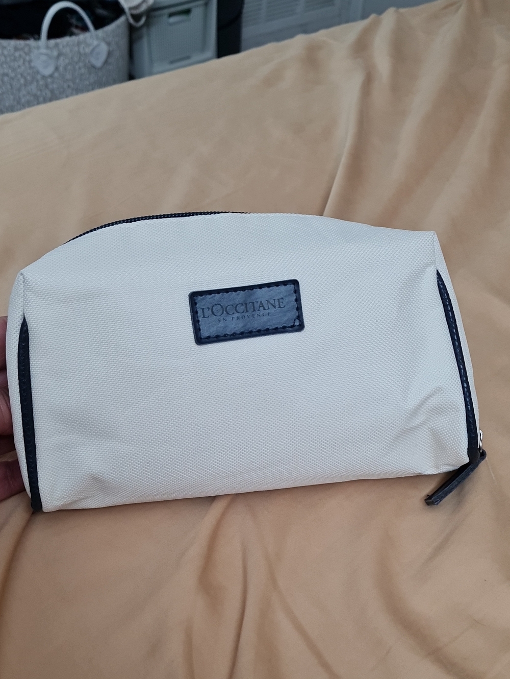 L'OCCITANE Cream and Black Canvas Toiletry Case